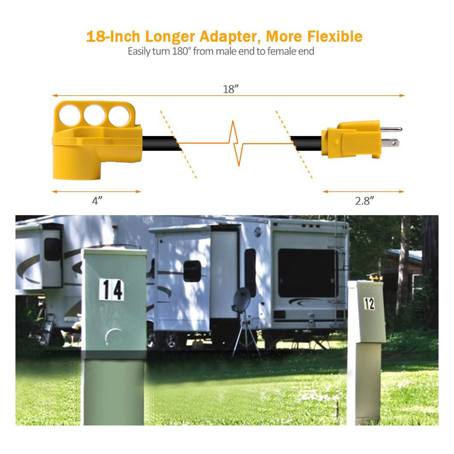 SnowyFox RV 15Amp to 50Amp Adapter - 15Male – Image 3